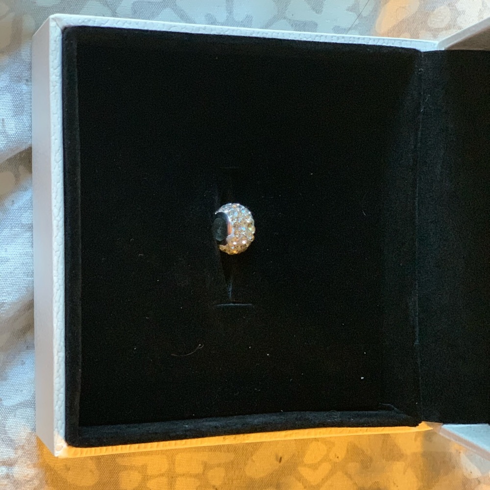 Silver round rhinestone charms (2)